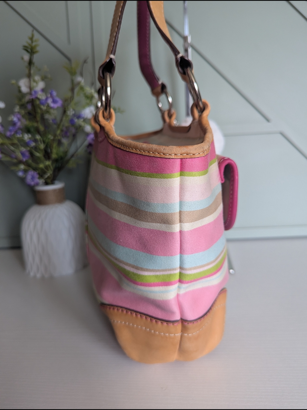Coach Soho Twill Stripe Small Tote, a vintage - Picture 6 of 12